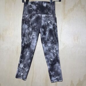 Athleta Salutation Capri Leggings XS Gray Tie Dye High Rise Yoga Pockets